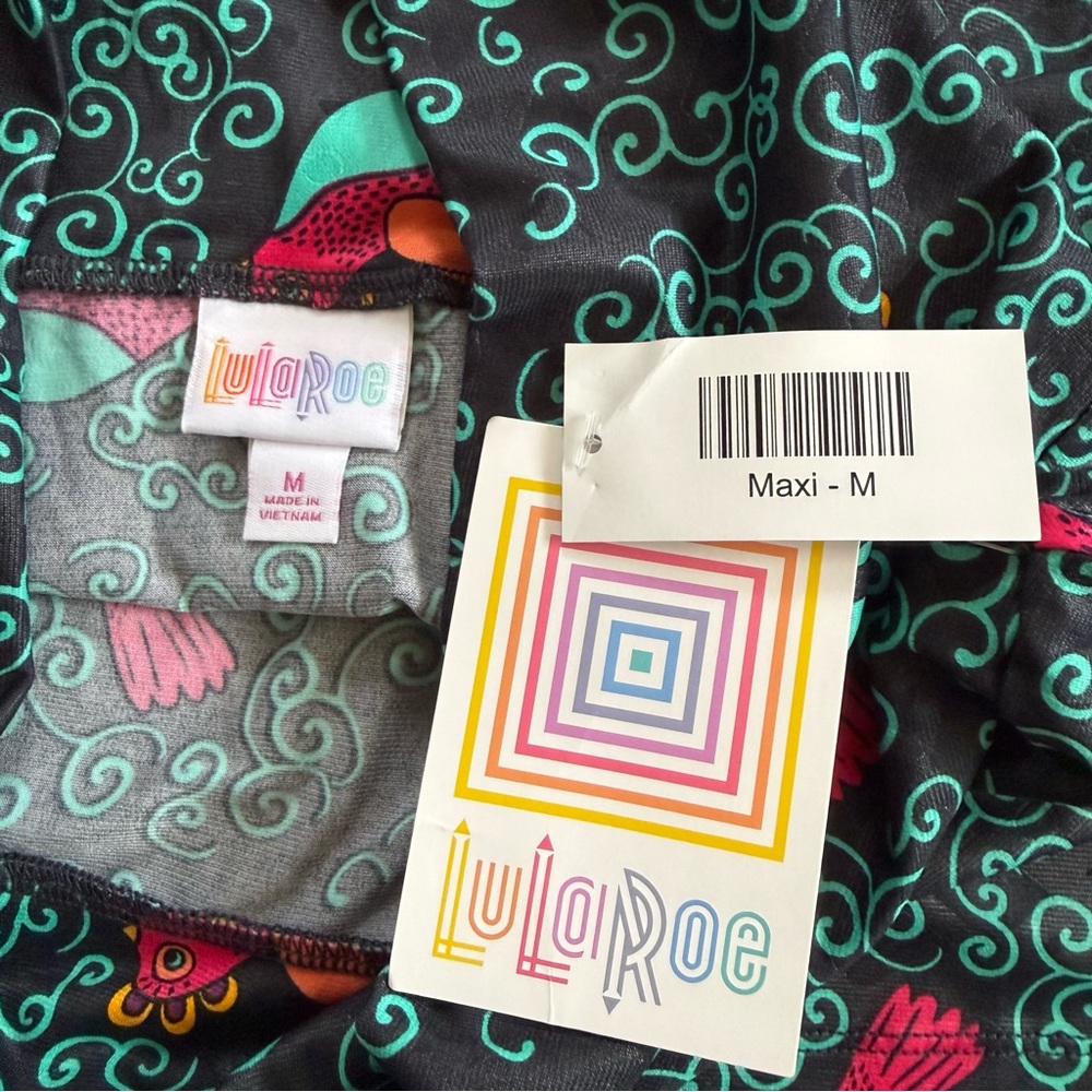 NWT LulaRoe Bird Print Long Maxi Stretchy Skirt Women’s Size Medium Bird Lover - Picture 3 of 10